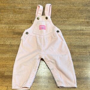 Vintage OshKosh B'gosh Pink Wide Wale Corduroy Overalls Size 6/9 Months